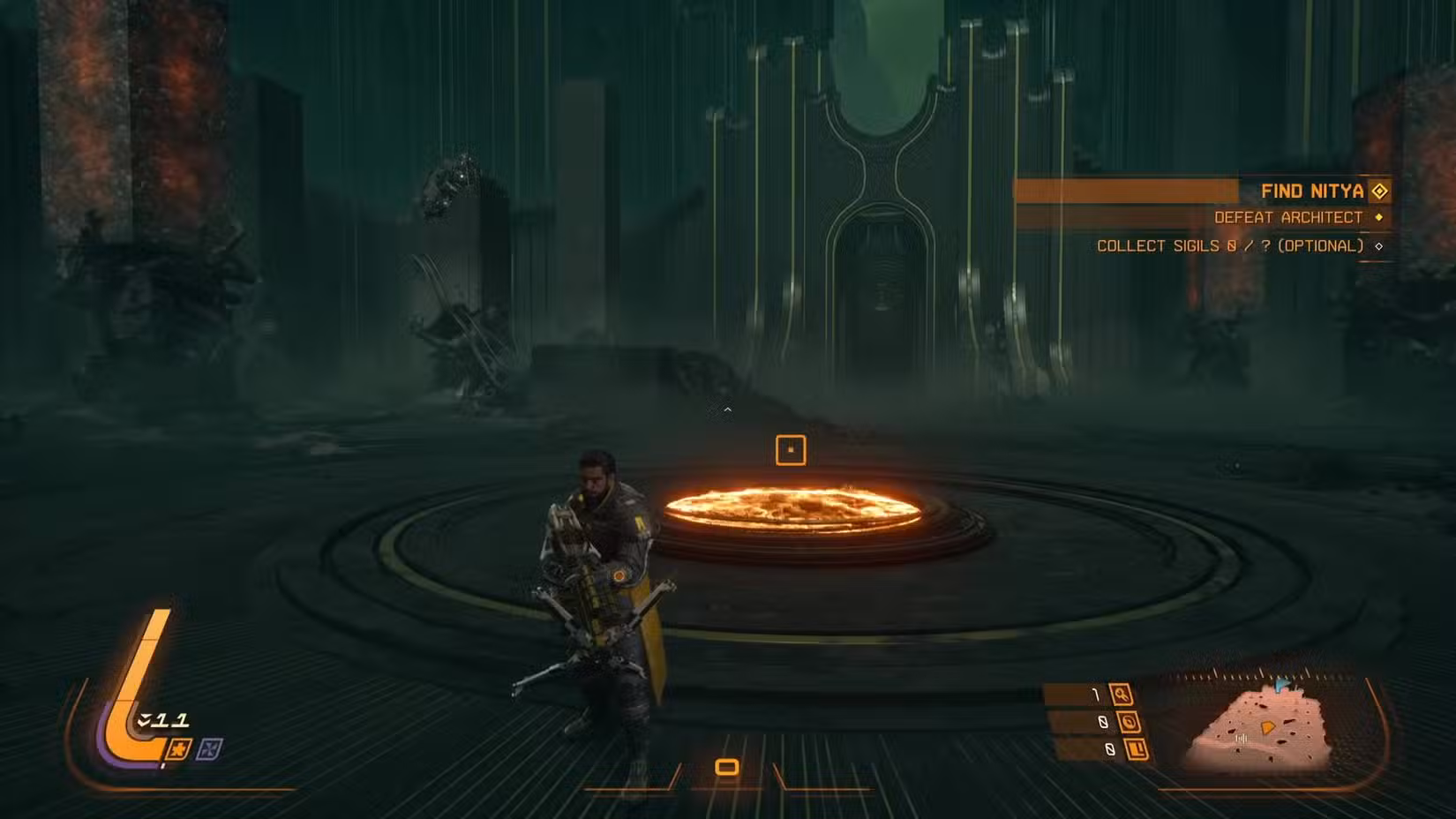 O jogador em Saros permanece na Fortaleza Profanada com o objetivo opcional de coletar sigilos.