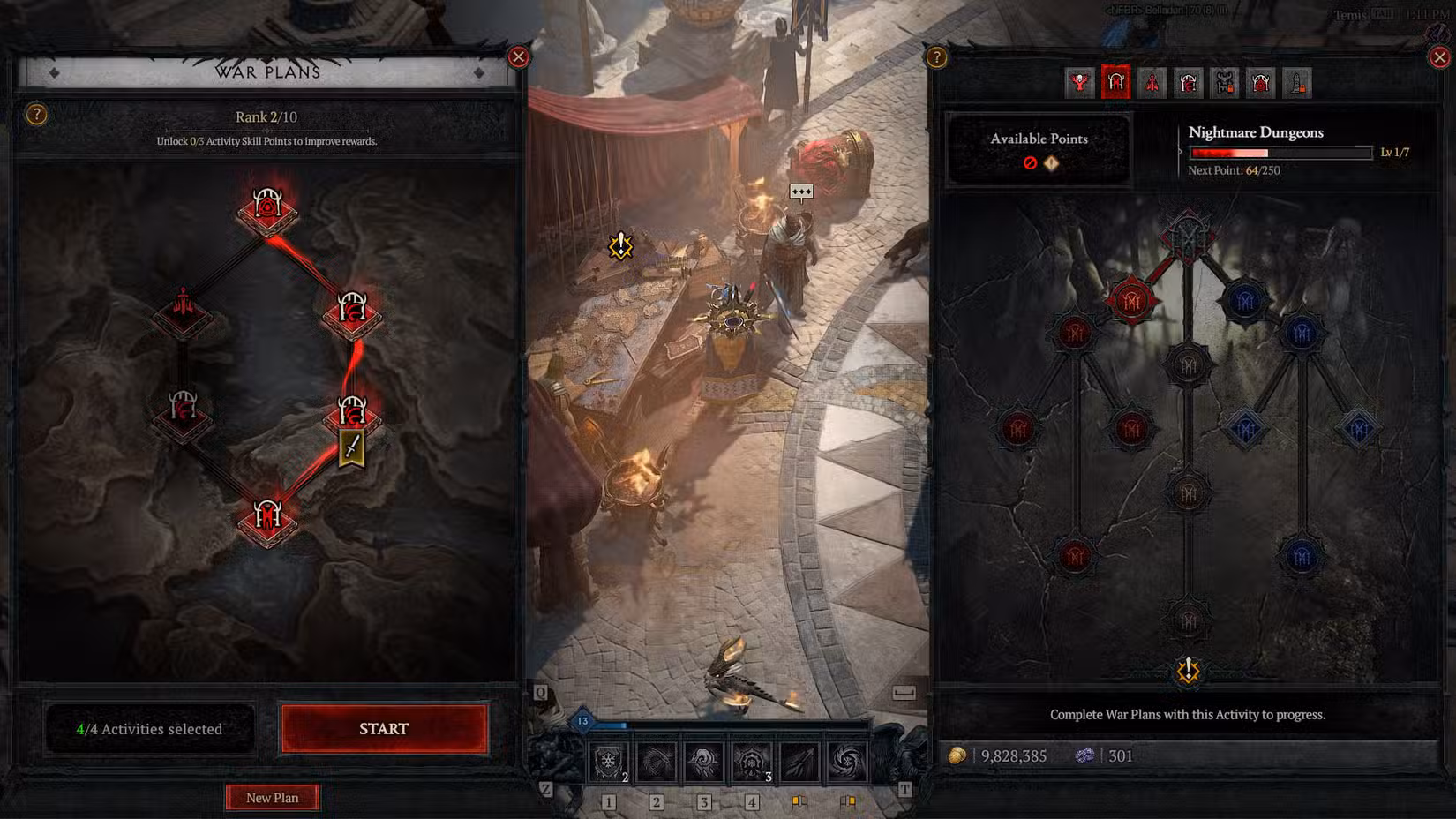 Uma captura de tela de Diablo 4 Lord of Hatred mostrando o menu do sistema do Plano de Guerra