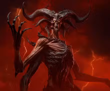 Mephisto está diante de um raio vermelho em toda a sua glória demoníaca