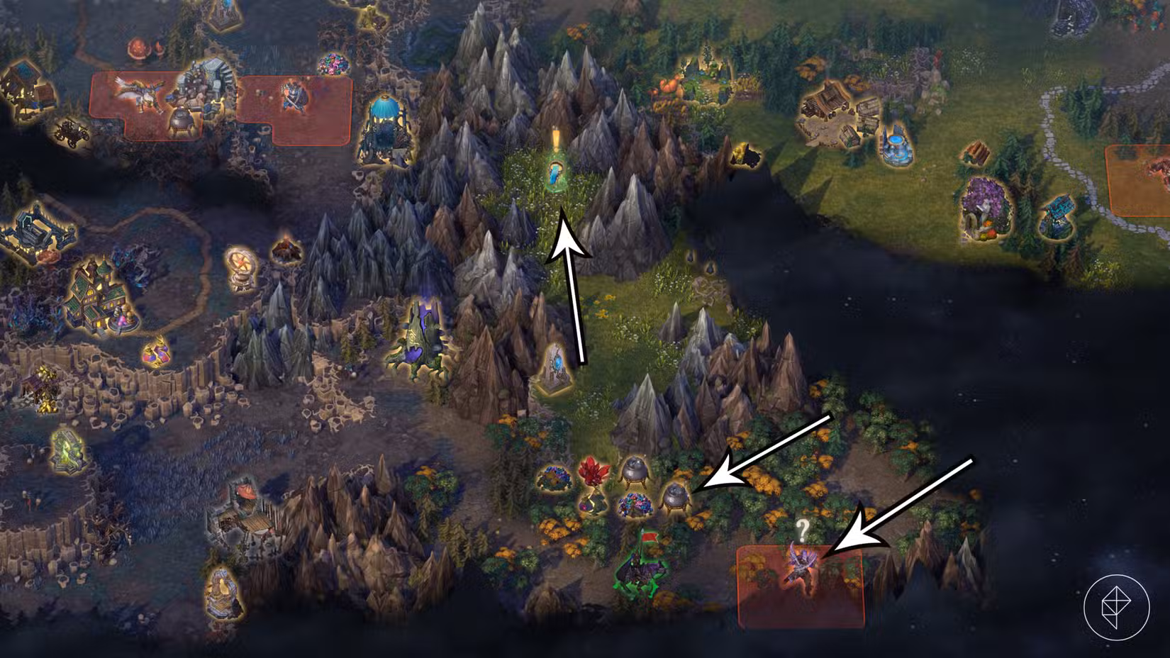 Um caminho secreto que leva ao Fragmento da Serenidade em Heroes of Might and Magic: Olden Era.