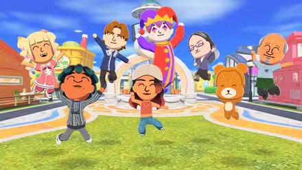 Alguns Miis pulam de alegria em Tomodachi Life: Living the Dream
