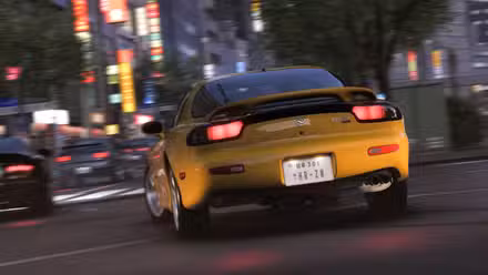Um Mazda RX7 corre pelas ruas de Tóquio à noite no Forza Horizon 6