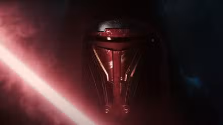 Revan, de Star Wars Knights of the Old Republic, segura seu sabre de luz de forma ameaçadora