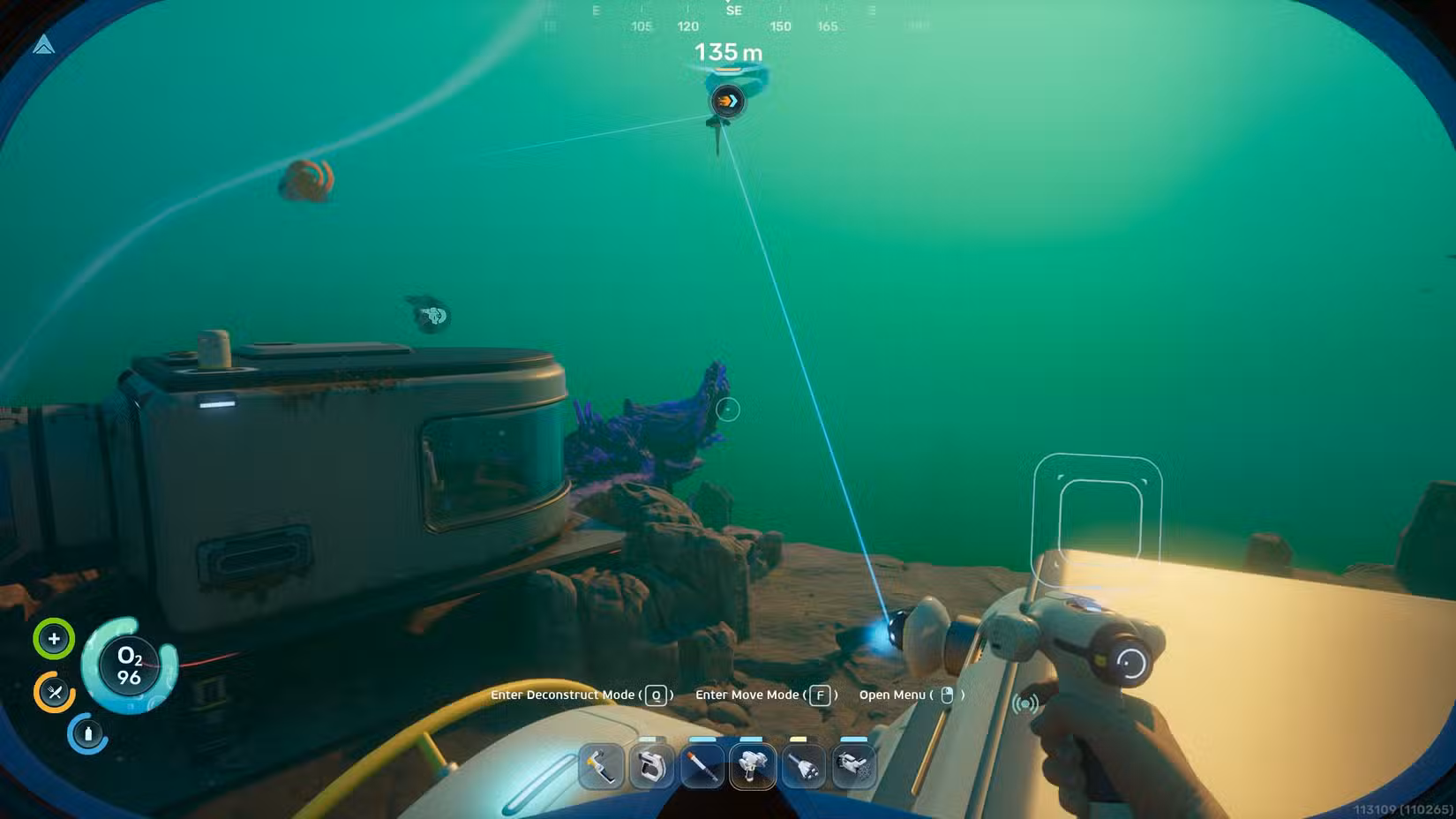 Correntes oceânicas alimentando uma base em Subnautica 2