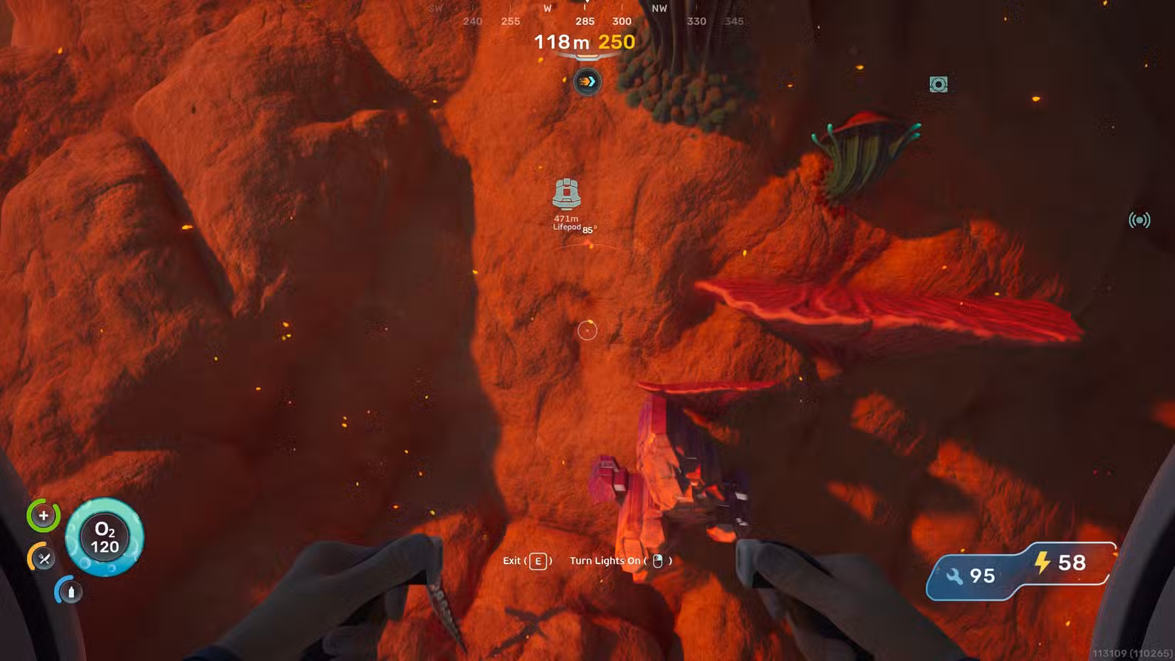Um grande pedaço de lítio em um penhasco em Subnautica 2