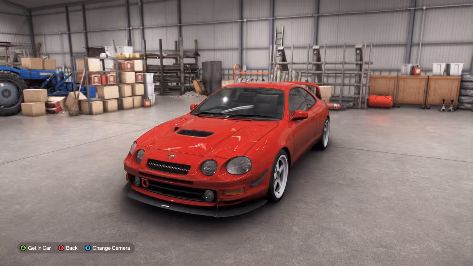 O Toyota Celica GT-Four ST205 na garagem do Forza Horizon 6.