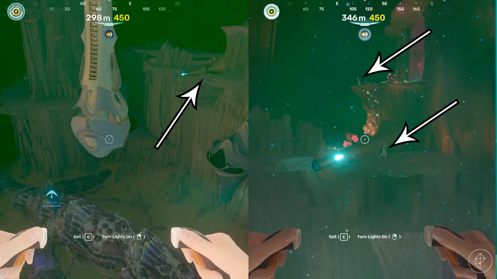 Um local de cultivo de cristal de conduíte em Subnautica 2.