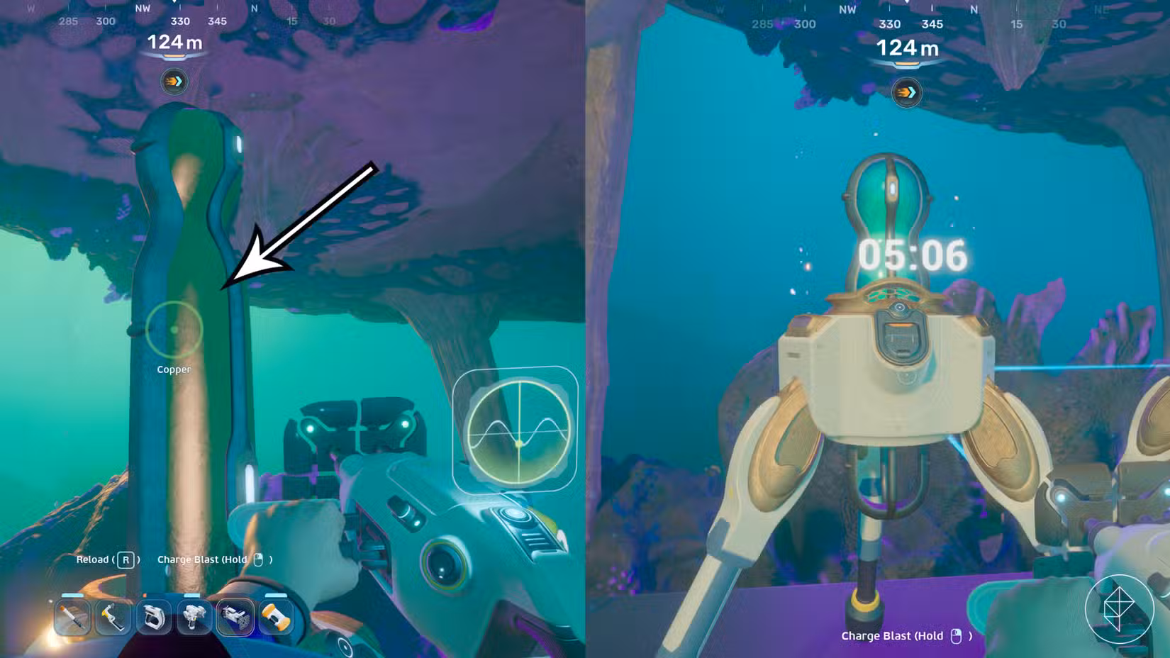 Uma fazenda de metal em funcionamento em Subnautica 2.
