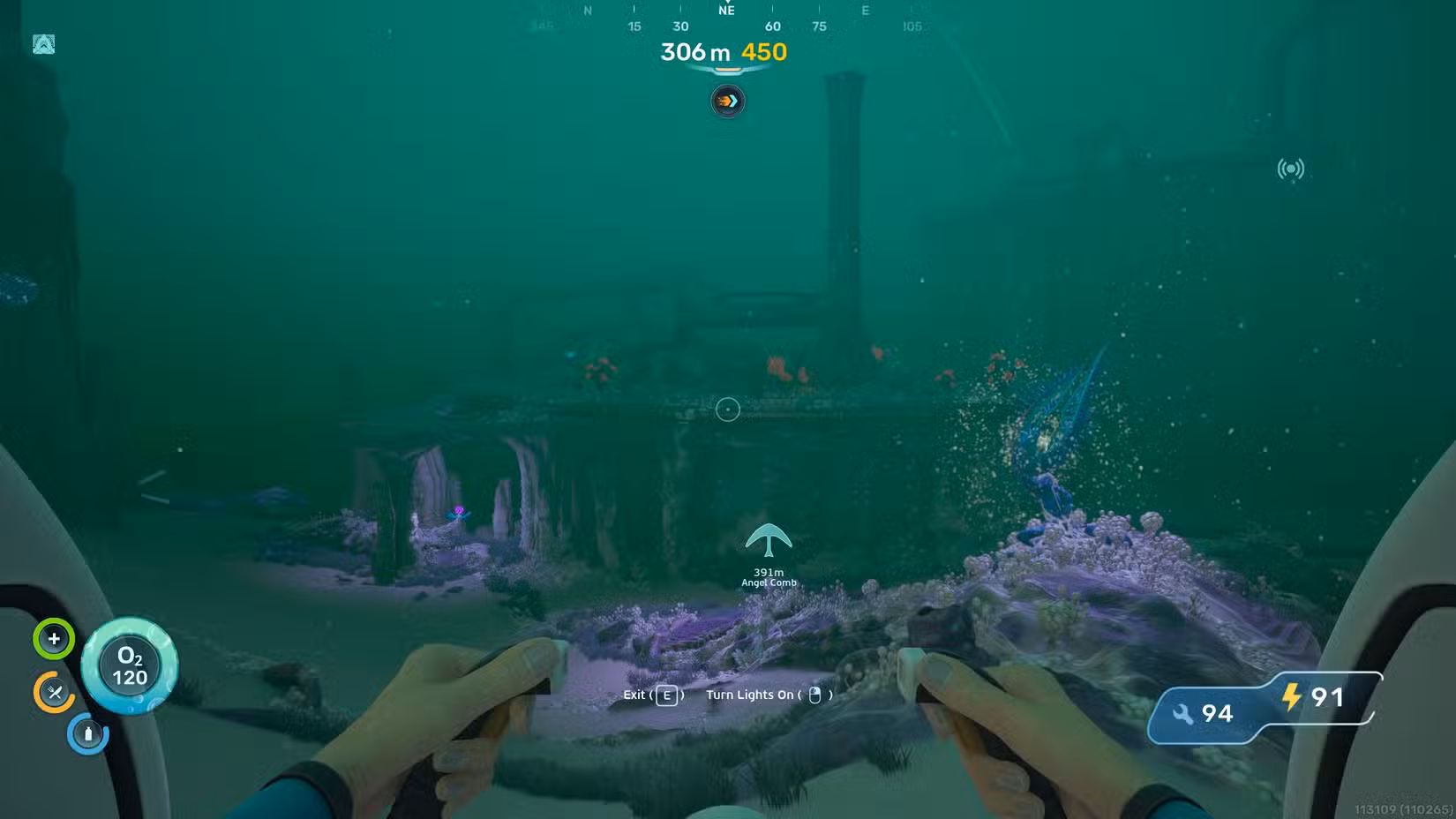 O segundo Angel Comb juvenil perto das Ruínas Alienígenas em Subnautica 2