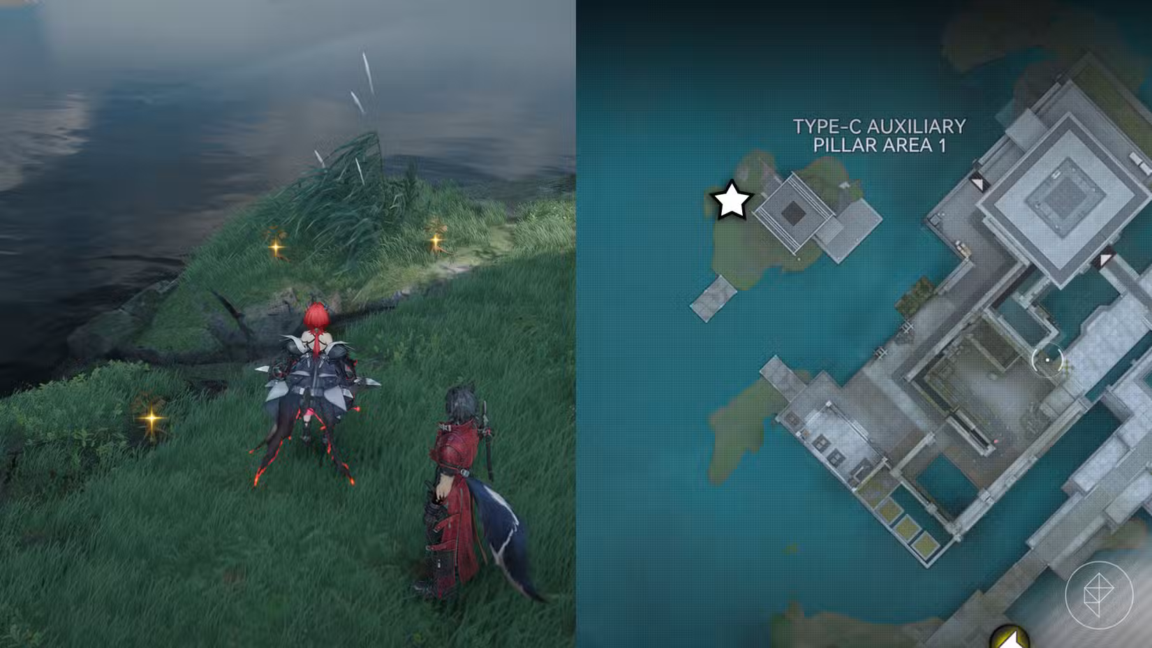 Laeva está na frente de três ginseng colhíveis em Arknights: Endfield.