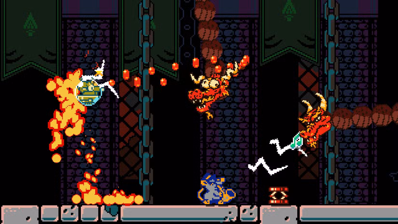 Os personagens lutam contra um dragão em Dark Scrolls.
