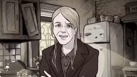 Tabitha sorrindo seu pior sorriso em Scarlet Hollow