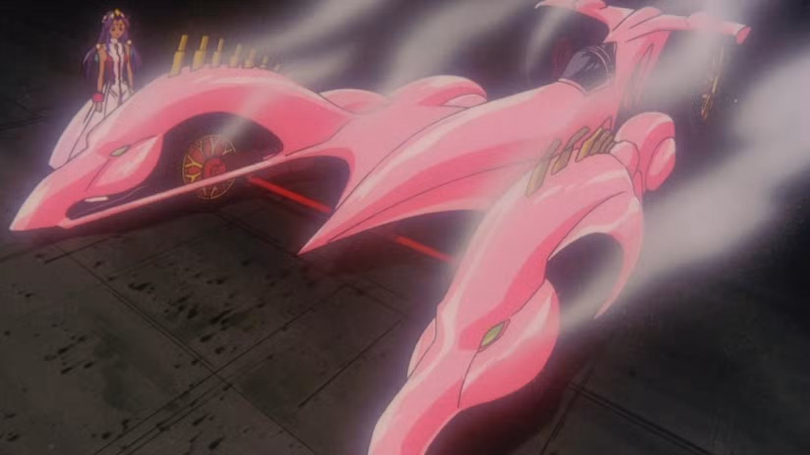 Foto da adolescência de Utena com o carro rosa em que Utena se transforma