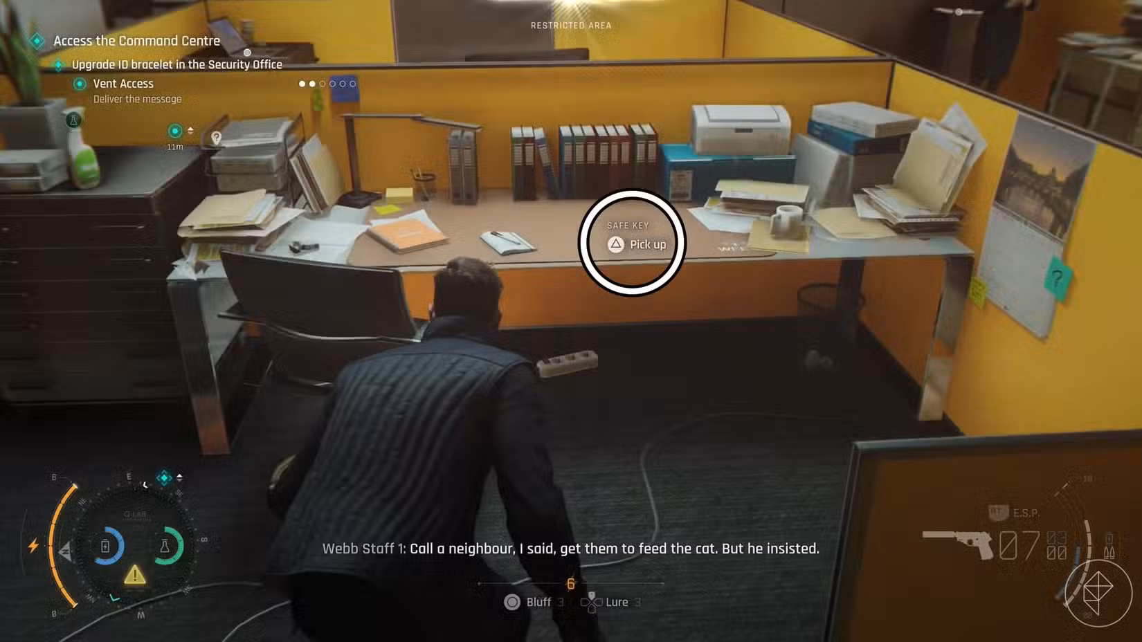 Uma captura de tela de 007 First Light mostrando onde você pode encontrar a chave segura no capítulo 15