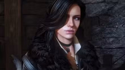 Uma captura de tela de The Witcher 3 mostrando a feiticeira de cabelos negros Yennifer
