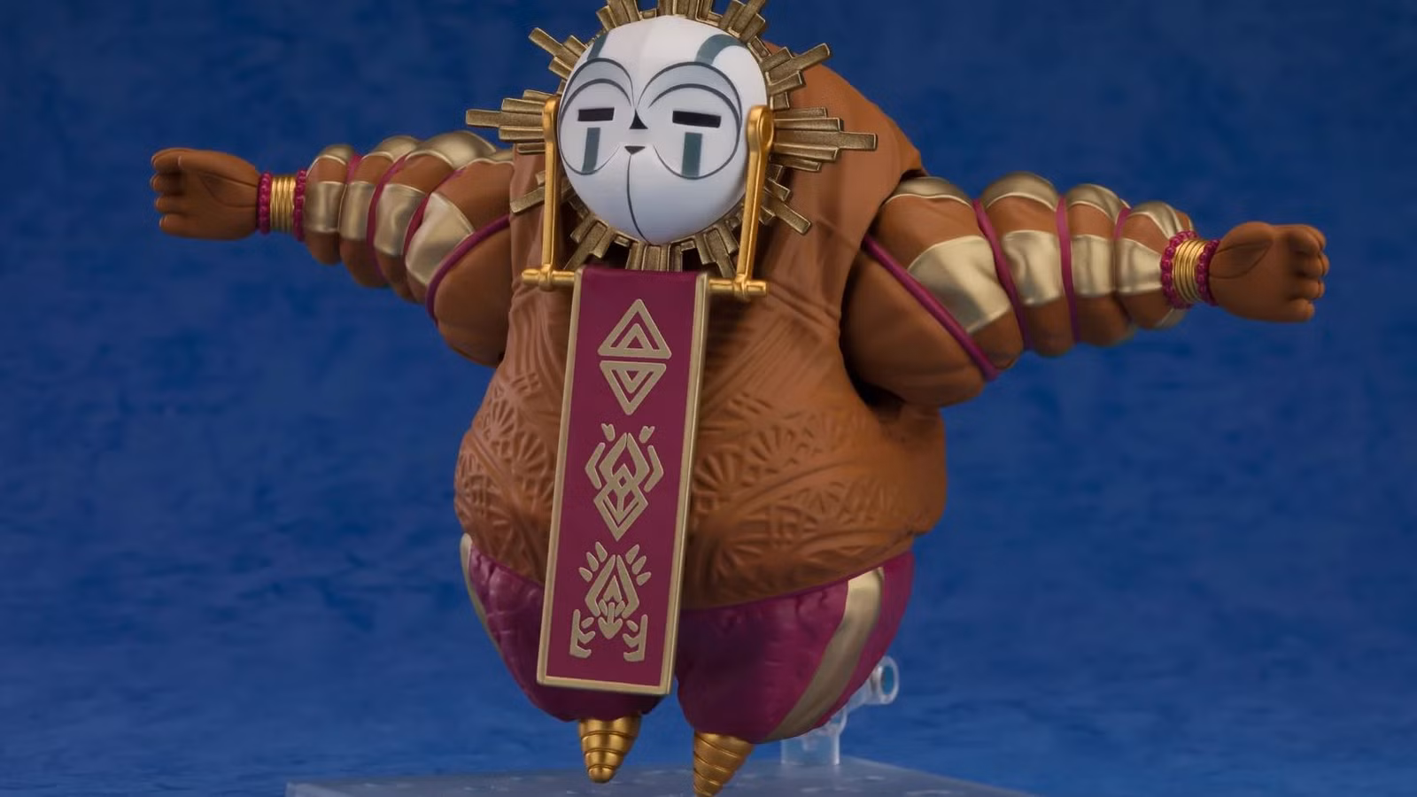 Uma estatueta chibi do Esquie da Expedição 33, o ser mítico que ajuda você a viajar pelo mundo. 