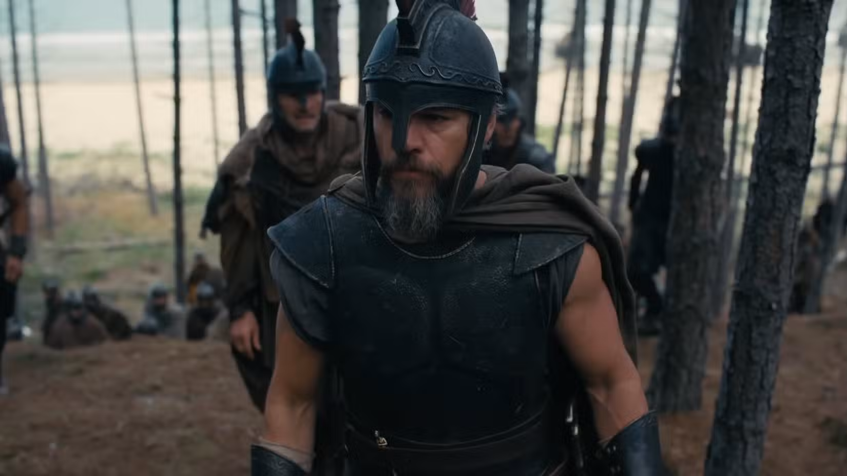 Captura de tela do trailer de Odisséia com Matt Damon como Odisseu