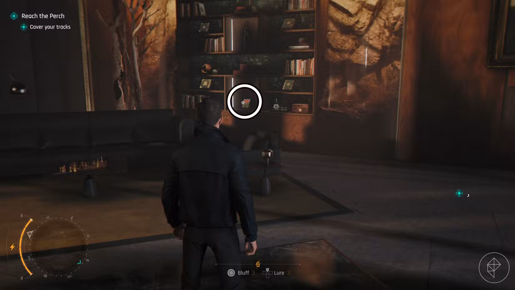 Uma captura de tela de 007 First Light mostrando a localização do jogo na cobertura de Webb