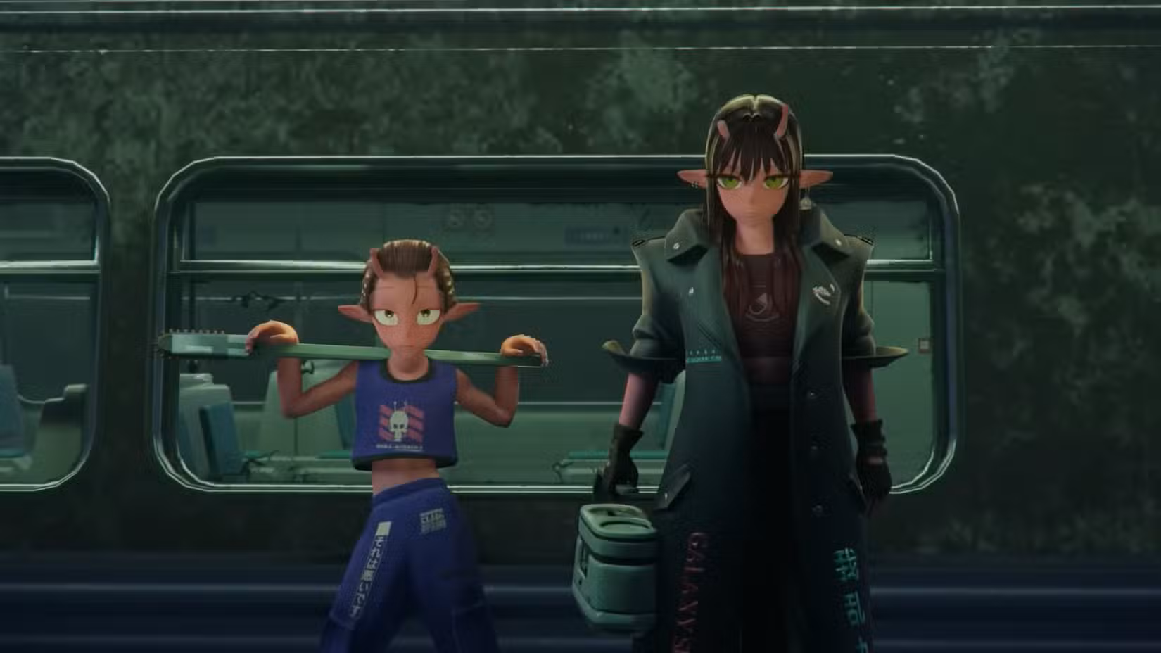 Os membros da gangue Akane e Kanata ficam ameaçadores em Milky Subway: The Galactic Limited Express