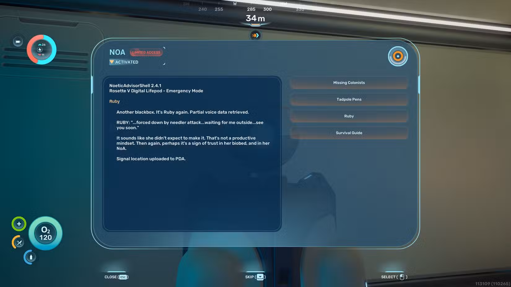 Uma mensagem de NoA em Subnautica 2 sobre um de seus colegas que o sistema matou