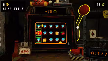 A máquina caça-níqueis do CloverPit, com muitos diamantes na tela.