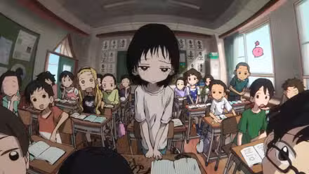 Shizuka Kuze parece sobrecarregada enquanto está na aula no Pecado Original de Takopi
