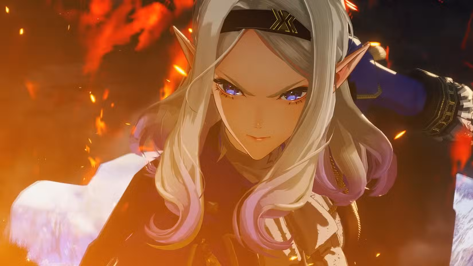 Uma captura de tela do trailer de Xenoblade Genesis mostra um personagem que parece um elfo