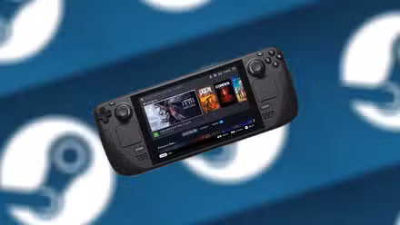 Uma foto editada mostrando o Steam Deck