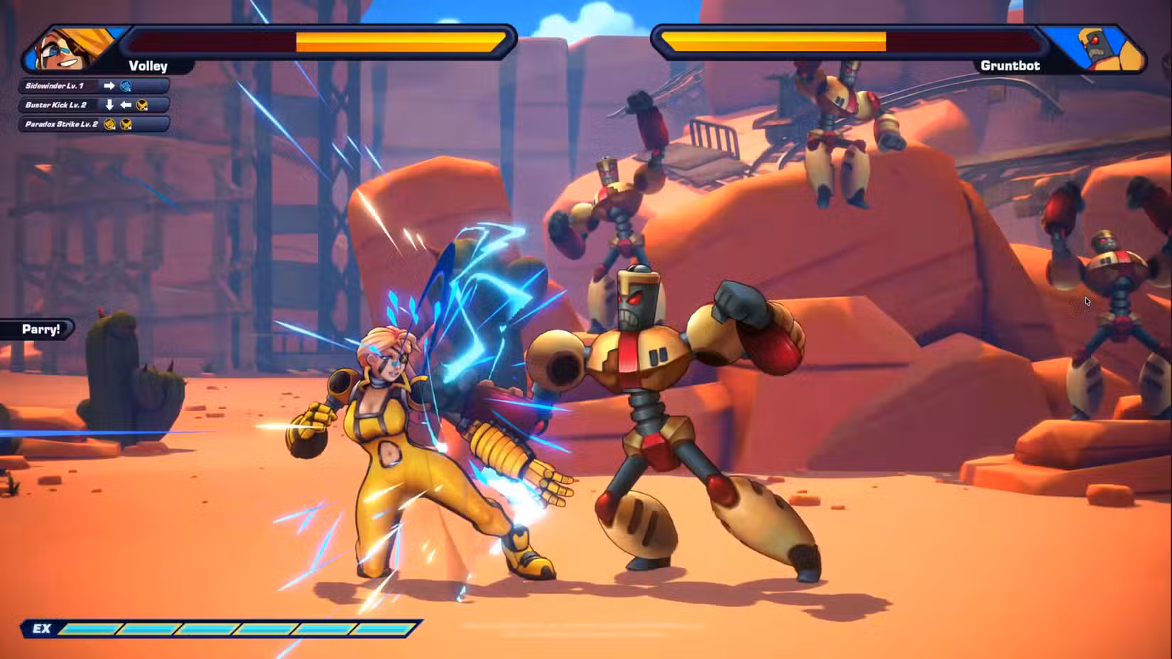 Um encontro de jogo de luta em Shot One Fighters