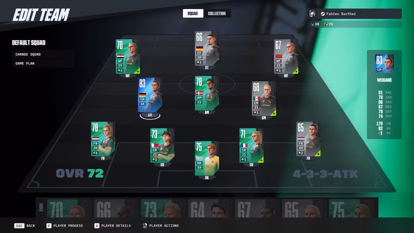 Uma captura de tela de um elenco em Gols.