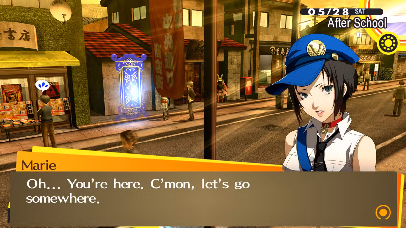 Persona 4 Golden mostrando Marie dizendo 