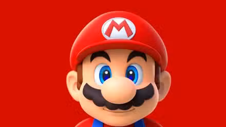 A cabeça do Super Mario em um fundo vermelho