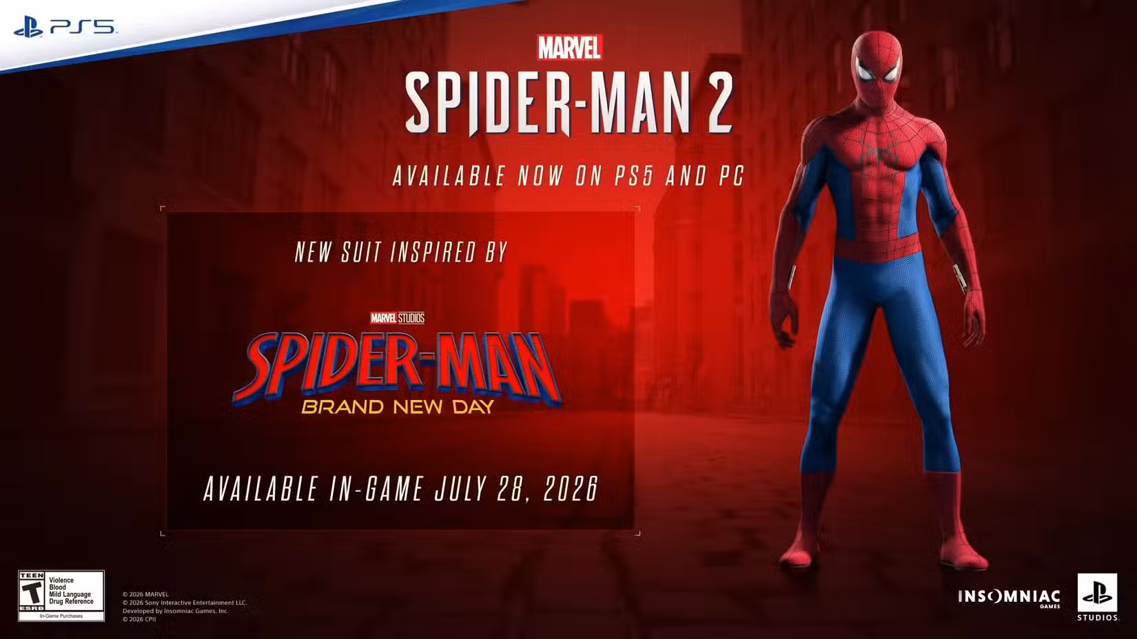 Captura de tela do trailer do Homem-Aranha Brand New Day mostrando um traje de aranha para o jogo Homem-Aranha 2 da Marvel
