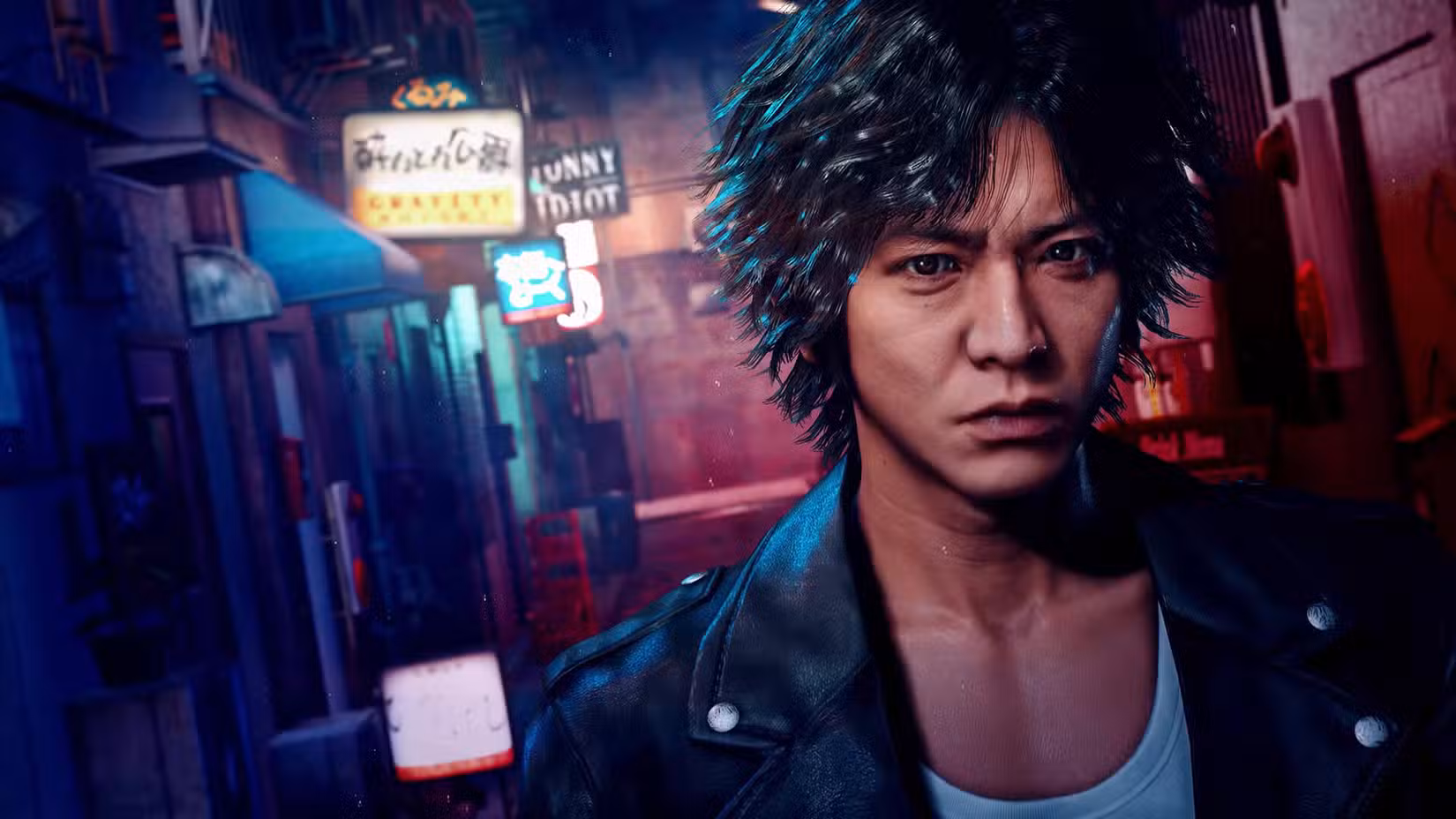 O protagonista de Lost Judgment, Takayuki Yagami, está em um beco escuro