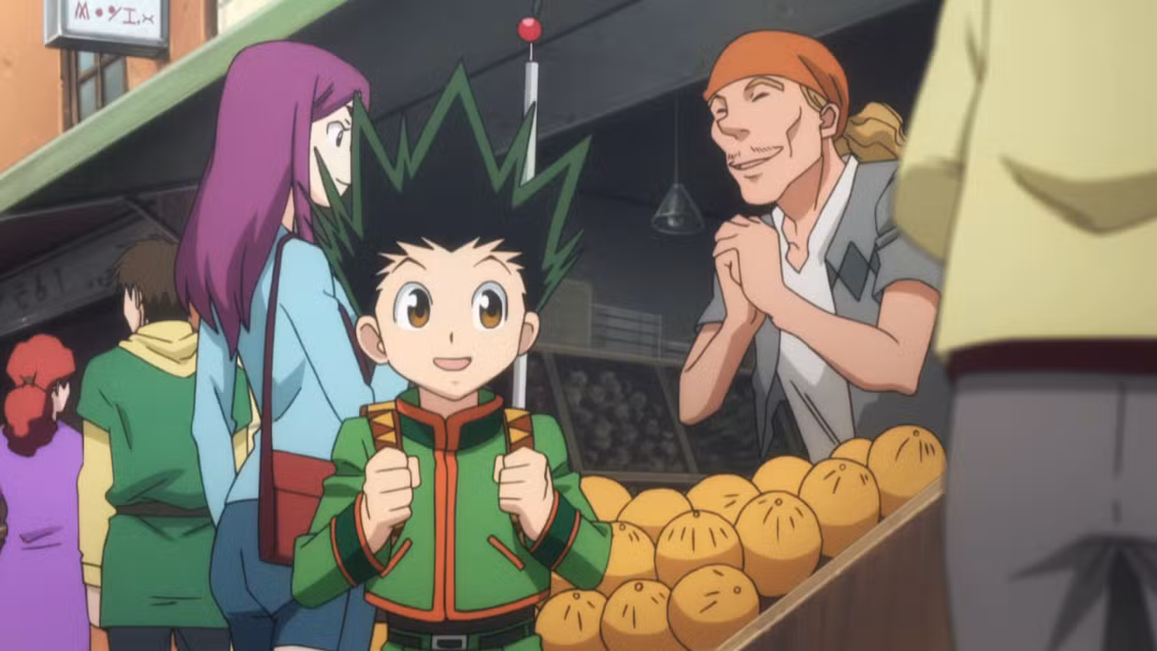 Gon de Hunter x Hunter corre entusiasmado por um mercado