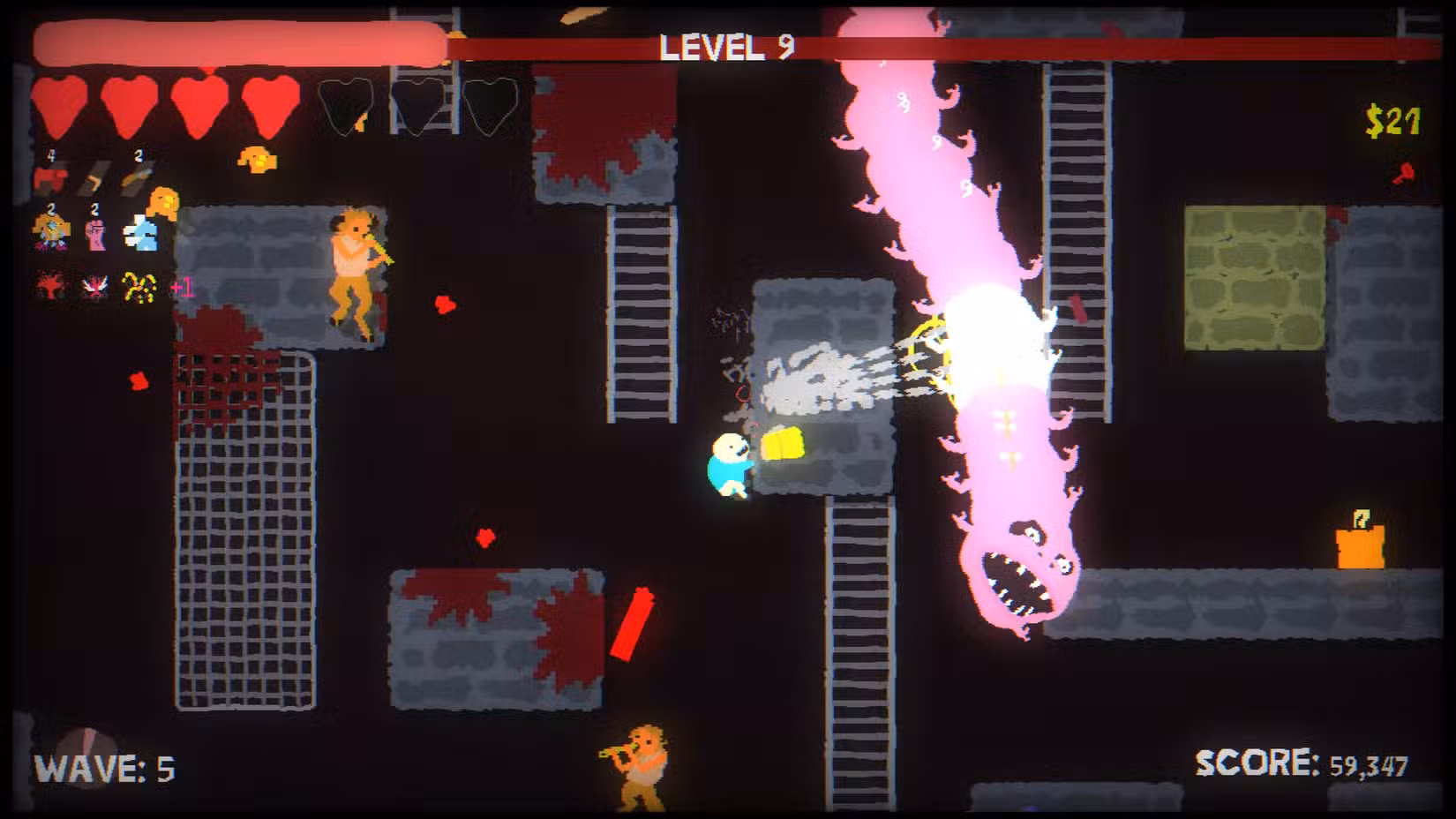 Um inimigo assustador aparece em Blood Dungeon