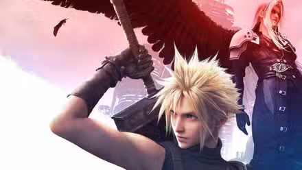 Uma imagem oficial mostrando Cloud e Sephiroth