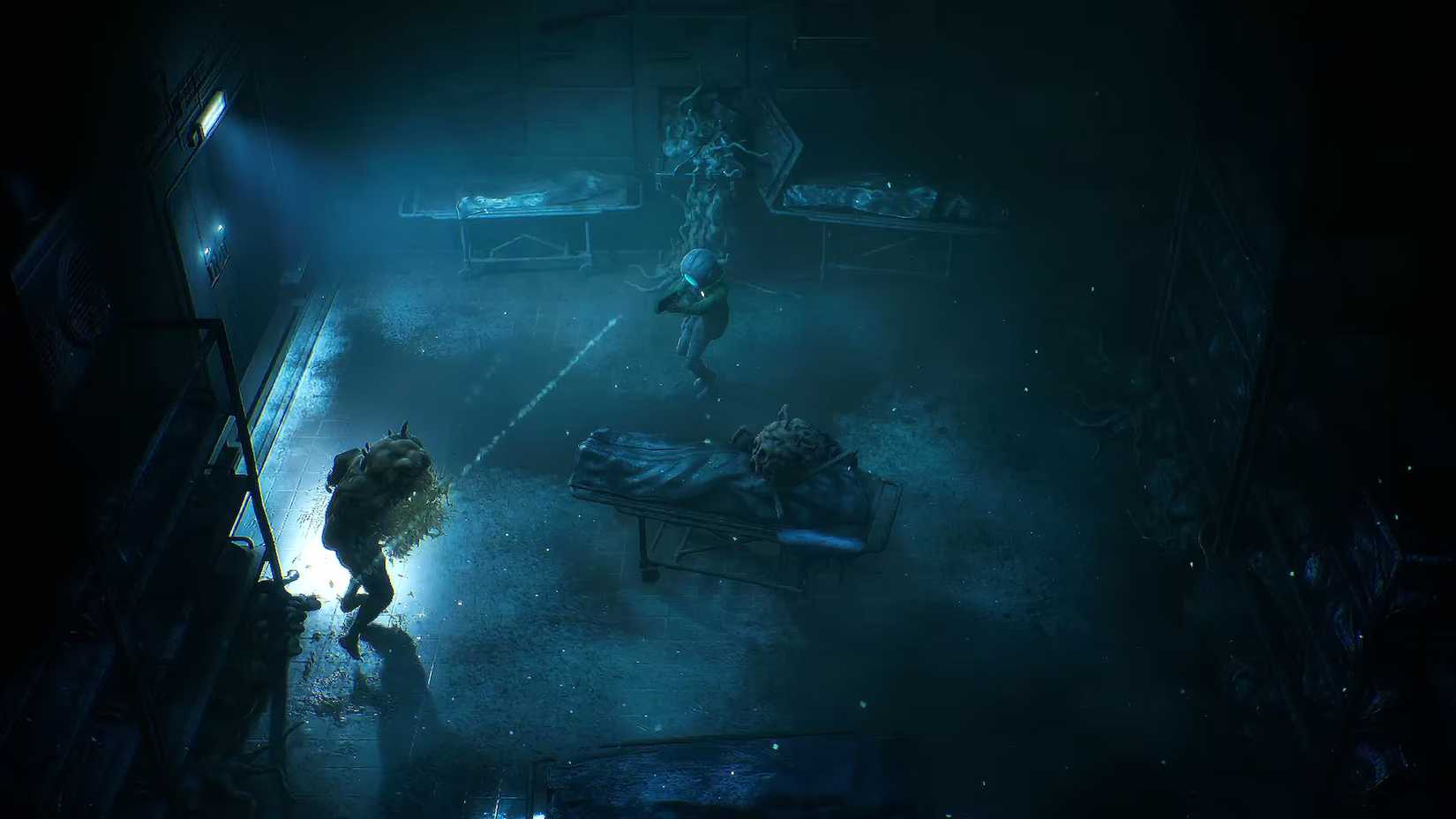 Um personagem atira em um monstro em End of Abyss.
