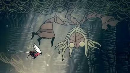 Hornet atacando Irmã Splinter em Silksong