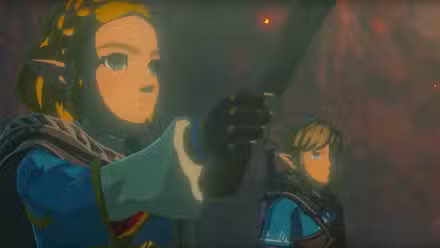Zelda e Link parecem corajosos em The Legend of Zelda: Tears of the Kingdom.