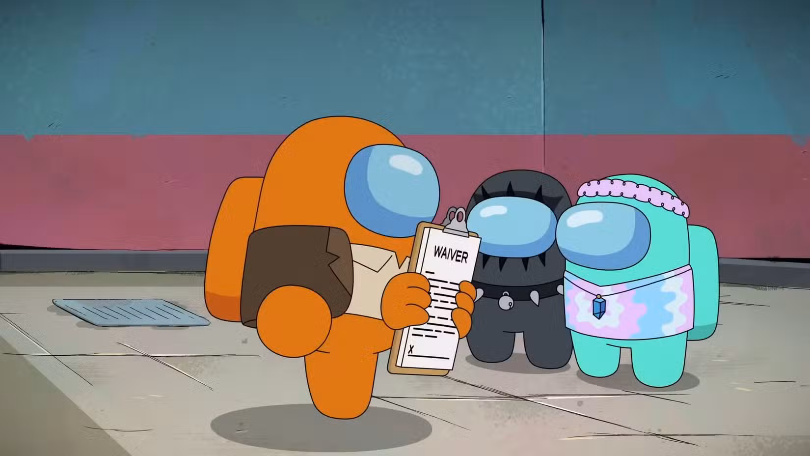 Orange, o funcionário de RH do programa Among Us, oferece isenção aos personagens pretos e cianos.