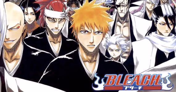 Capa do mangá Bleach mostrando Ichigo e membros do Gotei 13