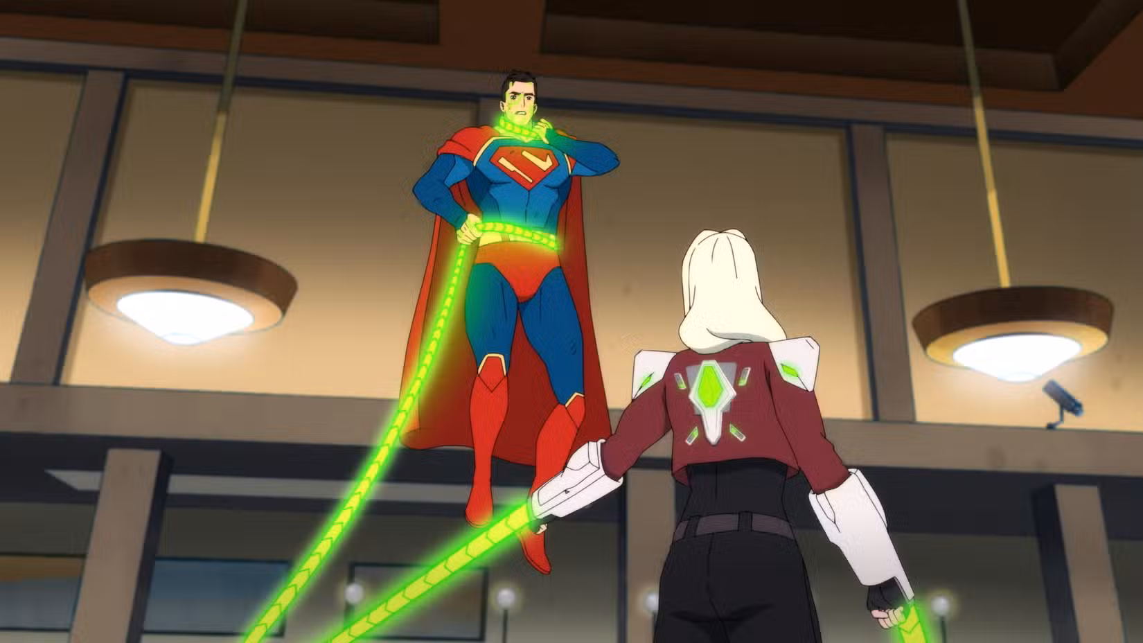Superman é detido pelo chicote de criptonita de um ladrão de banco em Minhas Aventuras com Superman