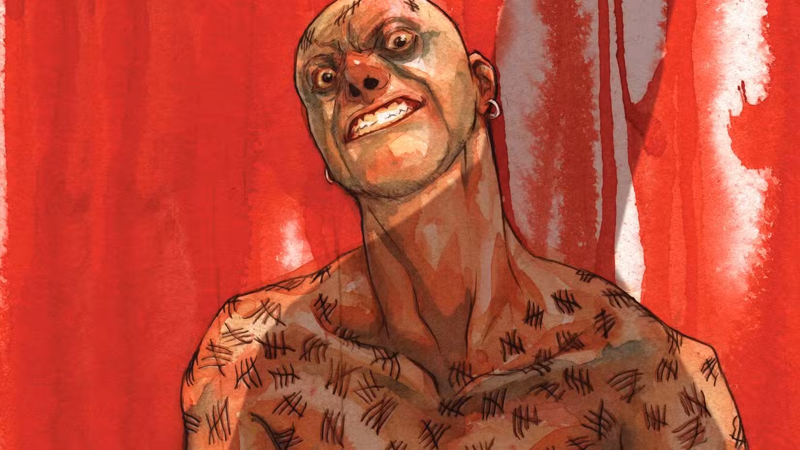 Arte de Victor Zsasz da capa da história em quadrinhos BATMAN ARKHAM: VICTOR ZSASZ