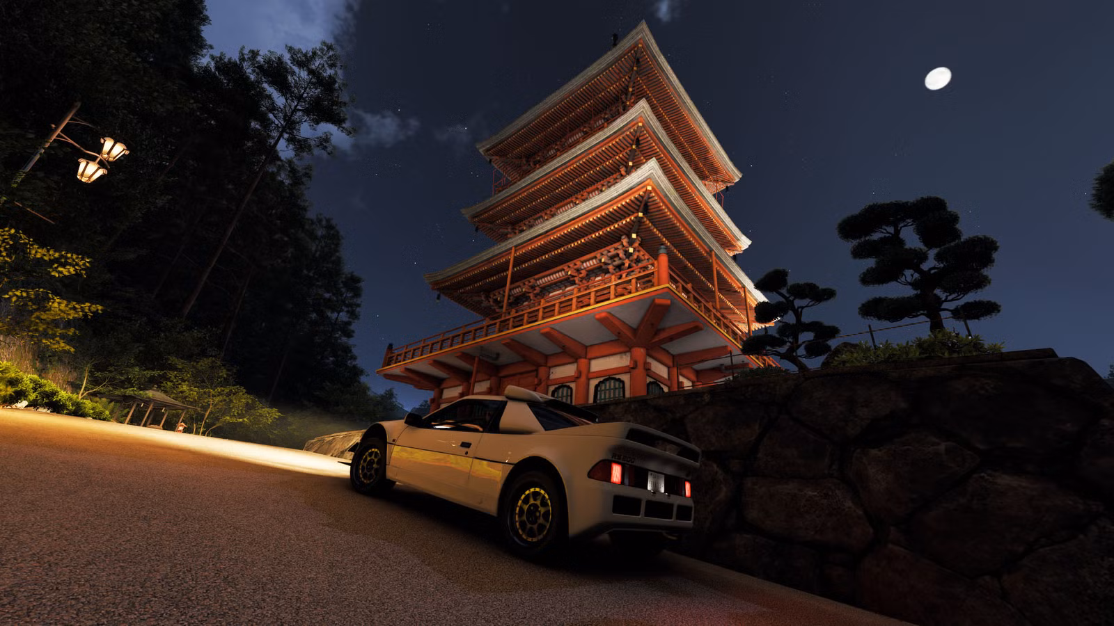 Uma captura de tela do Forza Horizon 6 mostrando o Templo das Cataratas de Nachi