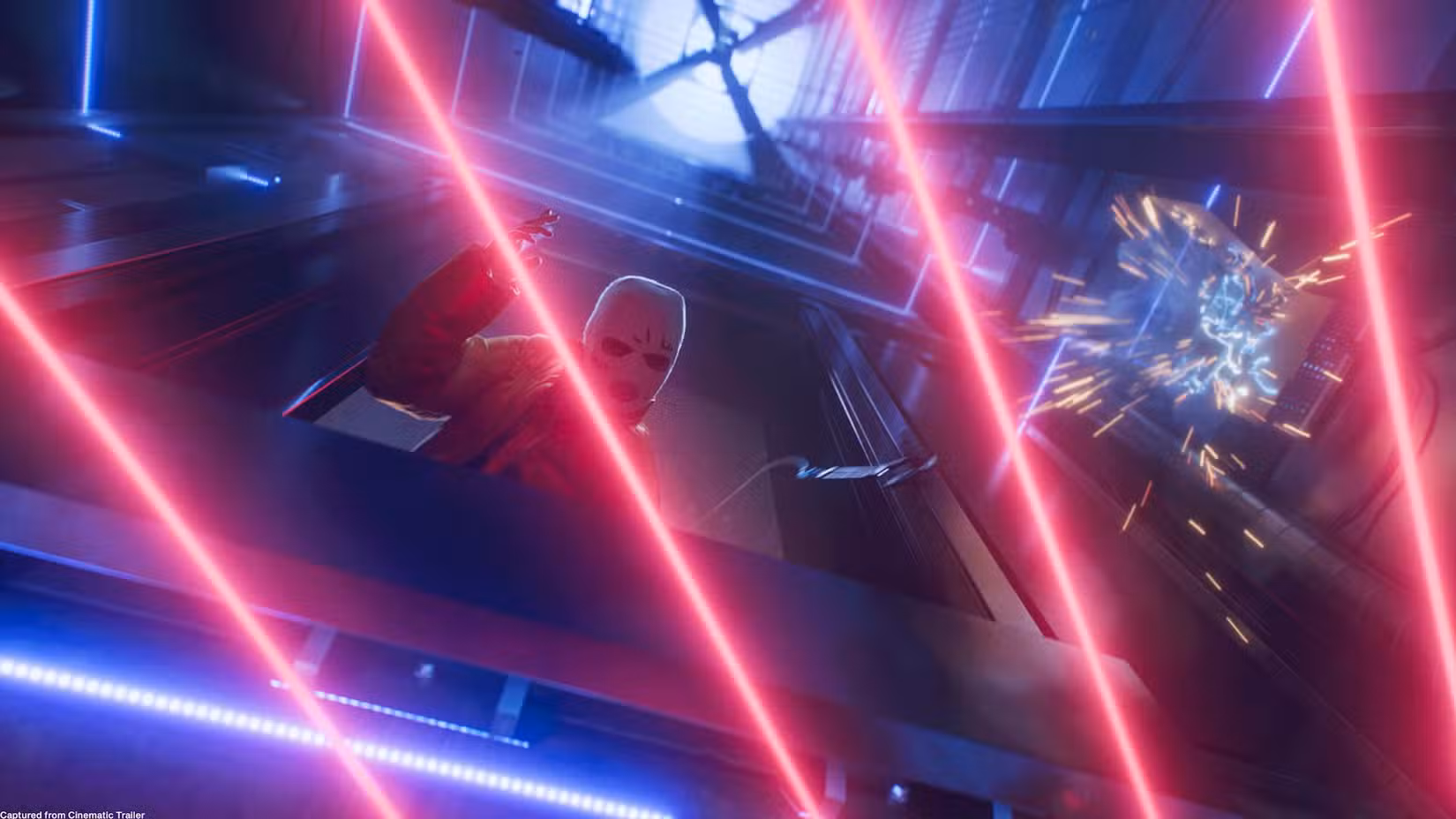 Uma captura de tela do trailer cinematográfico original de Fairgames (também conhecido como Break In)
