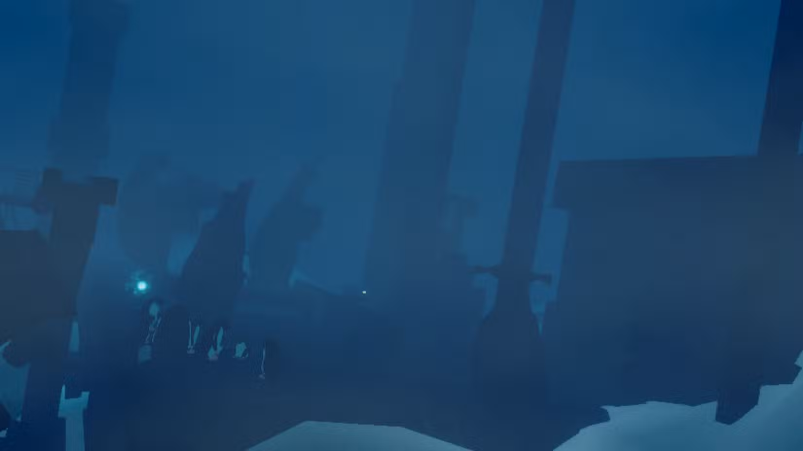 Um bando de pinguins sob um céu escuro na Colônia de Pinguins.