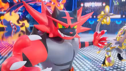 Incineroar posa em Pokémon Champions.