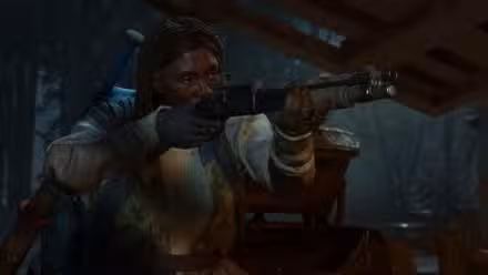 Uma mulher aponta uma espingarda em uma captura de tela de State of Decay 3
