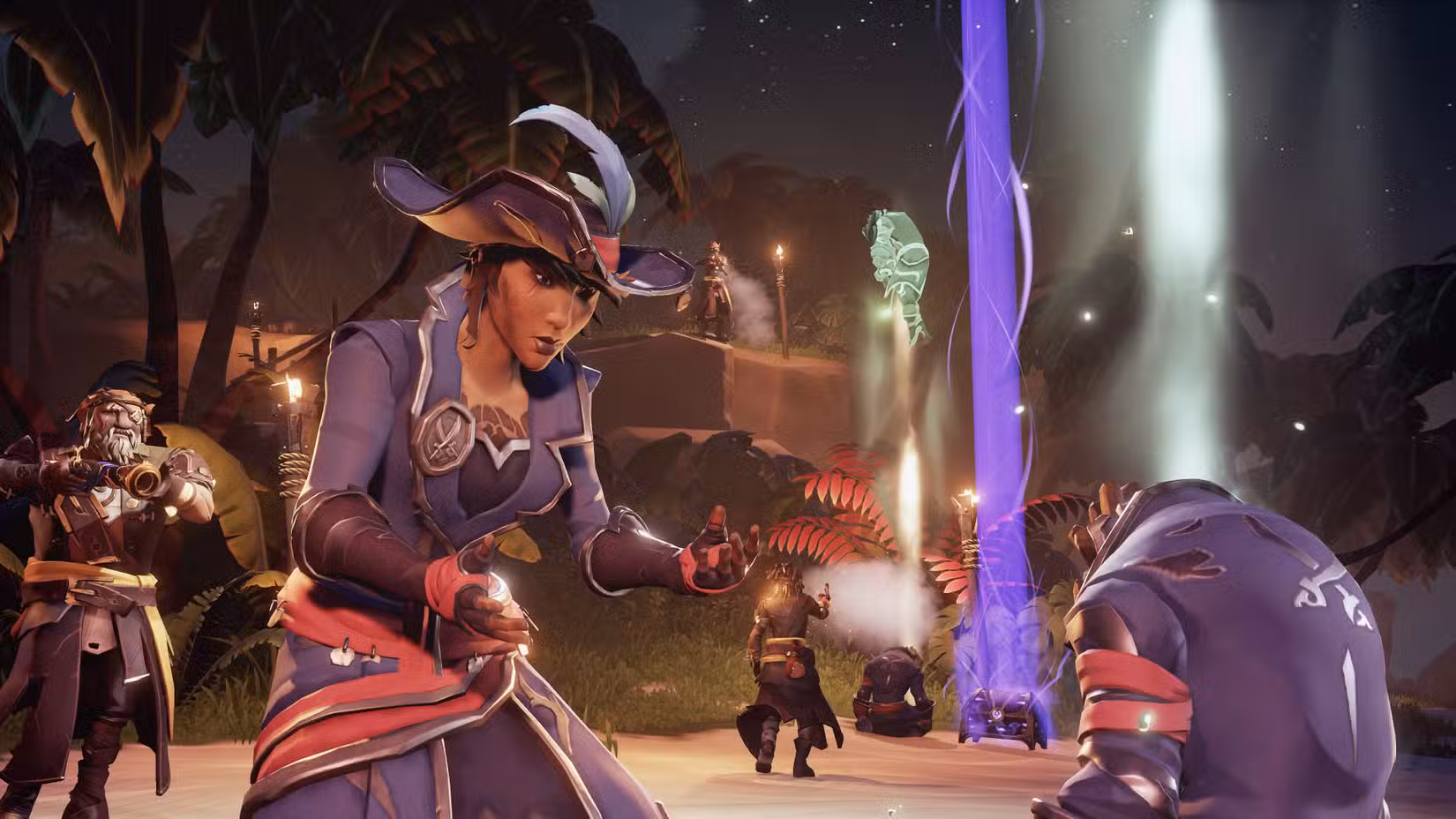 Um jogador revive um colega pirata na arena em uma captura de tela de Sea of ​​​​Thieves